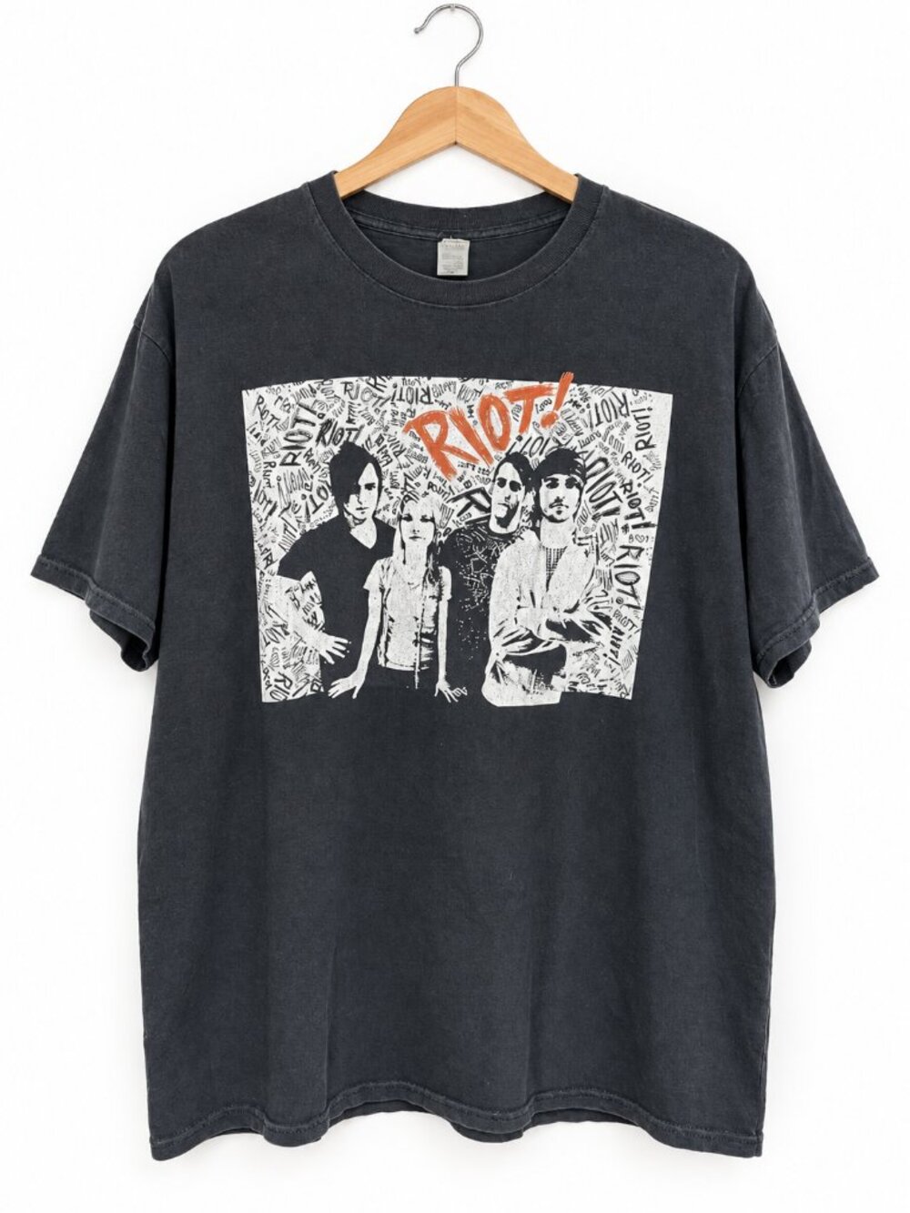 Paramore Vintage Unisex Riot Album T Shirt XL Black Band Tee Emo Punk Rock Y2K